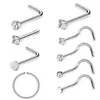 Traje de tachuela de acero inoxidable para la nariz clásico transfronterizo joyería para piercing traje de aro para la nariz traje de acero de titanio adorno nasal incrustado con diamantes joyería para piercing