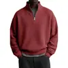 Chaqueta Americana de Nuevo Estilo Transfronteriza de Peso Pesado Color Sólido Cuello Alto Manga Larga para Hombre Moda Simple Sudadera Deportiva Casual para Hombre