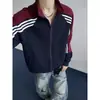 Cardigan de marca nuevo y moderno para primavera y otoño, chaqueta con bloques de color y cuello alto para hombres y mujeres, chaqueta deportiva retro holgada para parejas, moderna