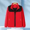 Chamarra de color bloque con cuello alto y un solo botón, ropa de trabajo unisex, personalizable con impresión de logo, adecuada para el transporte diario, actividades al aire libre y uso general.