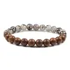 Elegante Pulsera de Madera Natural y Piedra Volcánica con Patrón Único de Vidrio Agrietado Presenta Cuentas de Madera Marrón y Tonos Terrosos Perfecta para el Uso Diario Estilo Boho y como un Detalle Pensado para Amigos y Seres Queridos