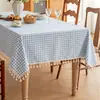 Mantel de cuadros, estilo ins simple con borlas, mantel rectangular nórdico, lavable, resistente al calor, antideslizante, adecuado para mesas de centro