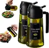 Dispensador de azeite de cozinha de 16 onças / 470 mililitros com adesivo - adequado para cozinhar, air fryer e salada, pulverizador de azeite de dupla finalidade, 2 peças