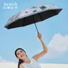 Sombrilla de estilo ins Aries flor azul acuarela 70% de descuento doble uso para sol y lluvia, protección UV, sombrilla artística y fresca
