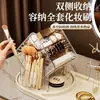 Organizador de Maquillaje Acrílico Giratorio de Lujo para Tocador, Estante de Almacenamiento Multicompartimento para Labiales y Brochas de Maquillaje