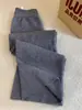 Mezcla de lana suave y pelo de mapache, pantalones anchos color café, nueva colección otoño/invierno 2026, pantalones largos de punto de cachemira casuales y cálidos