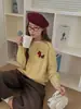 Suéter de Punto Redondo Pequeño Fresco Estilo Coreano con Parche de Caballo Tejido a Mano para Mujer Estilo Perezoso Ropa de Punto Otoño e Invierno Zez