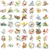 50 Piezas de Pegatinas de la Serie de Pájaros en Acuarela Retro para Decoración DIY Equipaje de Mano Maleta Taza de Agua Impermeables Pegatinas para Mascotas