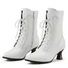 Comércio exterior 2026 novo botas de tornozelo de salto alto bico fino retrô plus size salto taça de vinho cadarço frontal zíper lateral para AliExpress transfronteiriço