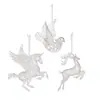 3 Colgantes Creativos para Árbol de Navidad, Suministros para Decoración Navideña, Colgantes Transparentes de Unicornio, Colgantes Acrílicos de Reno para Árbol