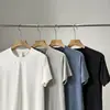 Camiseta casual de alta qualidade, fio original, toque fresco para esportes ao ar livre, secagem rápida, respirável e elástica, para corrida e treino, gola redonda, manga curta