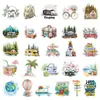 Paquete de 50 Pegatinas Transparentes de Dibujos Animados Simples para Viajes al Aire Libre, Material PET Transparente Impermeable para Decoración de Cuadernos