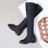 Botas de mezclilla de tacón bajo y cuadrado estilo universitario transfronterizo 2026, tallas 32-48, comercio exterior