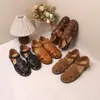 Sandalias de Moda Verano 2025 de Piel de Cabra Ligeras, Cómodas, Transpirables, Antideslizantes, Trenzadas, Estilo Retro Francés, Piel Genuina Original
