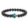 Nueva Turquesa Verde Piedra Volcánica Turquesa Blanca Cuentas de Piedra Múltiple Cristal en Polvo Ojo de Tigre Pulsera Elástica para Hombre y Mujer