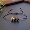 Pulsera de Grava de Cristal Natural Transfronteriza Cristal Rosa Ojo de Tigre con Cuentas Separadoras Pulsera de Cristal Ajustable Venta al por Mayor