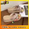 Sandalias de Suela Gruesa para Mujer para Usar Afuera Verano 2025 Pequeñas Ligeras Antideslizantes Cuña Chanclas Zapatos de Playa para Mujer