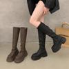 Botas Altas hasta la Rodilla para Mujer 2025 Otoño Nuevas Elásticas de Aspecto Adelgazante para Personas Bajas Botas de Caballero Altas con Suela Gruesa