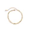 Joyería transfronteriza europea y americana de moda, exquisitos adornos metálicos tubulares redondos apilados para el pie, tobillera simple de imitación de cristal y diamantes de imitación para mujer, para la playa