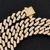 Cadena Cubana Cruzada Europea y Americana con Forma de Diamante de Doble Fila de 8 mm Accesorios de Joyería Hip-Hop Acero de Titanio Collar para Hombre Personalización