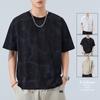 2025 Nuevo Verano Ropa Casual Vestido Extraordinario Cuello Redondo Manga Corta Camiseta Estilo Páramo para Hombre Flor Quemada Cómodo y Versátil