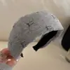 Tecido Cinza Bolinhas Laço Borda Larga Faixa de Cabeça Cobertura de Cabeça Feminina Linha do Cabelo Pressionando Faixa de Cabelo Gravata de Cabelo de Alta Qualidade Acessórios de Cabelo
