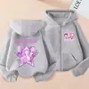 Sudadera con capucha y cremallera de tendencia con estampado Kpop, Anime y Dibujos Animados de Amazon para Niños y Niñas, Sudadera con Capucha para Primavera y Otoño para Niños de Edad Media y Mayores