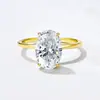 Anillo de Plata de Ley S925 con Diamante 3*5 Anillo de Diamante Huevo de Paloma para Mujer Estilo Ins Lujo Accesible Europeo y Americano Anillo de Circonita Suministro Transfronterizo