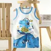 Conjunto Colete Infantil Verão Algodão Puro Novo Meninas Shorts Roupas Bebê Estilo Coreano Conjunto Sem Mangas Meninos Roupas Infantis