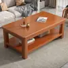 Mesa de Centro para Sala de Estar Madera Maciza Hogar Apartamento Pequeño Doble Capa de Almacenamiento Toda de Madera Maciza Nuevo Chino Mesa de Té Cañón Simple Moderno Madera Natural