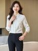 Camisa Blanca de Manga Larga a Rayas para Mujer Primavera y Otoño Nueva Entrevista Viajera Traje Profesional Ropa de Trabajo Vestido Temperamental para el Trabajo