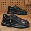 Zapatos de Hombre Otoño Nuevos Zapatos Deportivos y de Ocio para Hombre Versátiles Impermeables Antideslizantes Zapatos de Cuero Negros Zapatos de Trabajo de Cuero