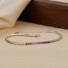 Pulsera de Plata de Ley S925 Zirconia Arcoíris Full Diamond para Mujer Estilo Ins Cadena de Tenis de Diamantes de Colores Lujo Ligero Europeo y Americano Venta al por Mayor