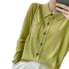 Cárdigan de Punto de Manga Larga con Solapa de Imitación de Lana Transfronterizo para Mujer, Nuevo de Otoño, Versátil, con Bolsillos, Color Sólido, Camiseta Básica