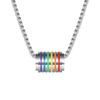 Collar de acero inoxidable de moda, colgante gota de aceite arcoíris, pequeño cilíndrico perforado, acero de titanio, joyería versátil de personalidad, fabricantes