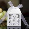 Caixa de Doces para Casamento Dia do Bebê Dia das Crianças Vazada a Laser Estilo Europeu Caixa de Embalagem Urso Azul Atacado