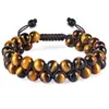 Piedra Ojo de Tigre, Ojo de Gato, Turquesa, Obsidiana con Patrón Rojo, Pulsera Fantasma Verde, Pulsera Tejida de Piedra Natural para Hombres y Mujeres