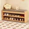 Banco multicapa para cambiarse los zapatos para la entrada, armario para zapatos y asiento combinado, madera maciza, adecuado para entradas estrechas, zapatero pequeño para la entrada