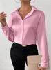 Roupa Europeia e Americana Transfronteiriça Camisa de Cetim Camisa Feminina de Cetim Imitação de Seda de Manga Comprida Exportação Europeia e Americana Roupa Feminina Transfronteiriça