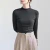Camiseta Interior Térmica de Doble Cara con Cuello Medio Alto para Mujer 2026 Nuevo Otoño/Invierno Capa Interior de Alta Gama Elegante Cuello Alto Top Cálido