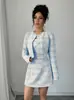 Conjunto de Duas Peças Feminino Outono e Inverno Novo Europeu e Americano Blazer Curto de Botão Único + Vestido Pequeno com Fragrância Retro Francês
