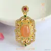 Colgante de Cristal Natural Guan Yu Collar de Piedra Lunar Naranja Transmisión en Vivo de Tiktok Venta Caliente Al Por Mayor S5050310