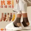 Meias Grossas para Mulheres, Estilo Inverno Meia-Perna, Forradas com Lã Sintética, Espessadas, Meias Quentes, Estilo Ins da Moda, Versáteis Meias Longas de Malha Terry Retro Japonês