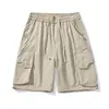 Pantalones Casuales Nuevos para Hombre de Primavera y Verano, Corte Holgado, Estilo Hong Kong, Delgados, Frescos, Color Sólido, Bolsillos con Parches, Shorts Cargo