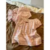 Pijama floral para mujer, conjunto de manga corta y pantalón largo primavera/verano, ropa de casa elegante y dulce, se puede usar para salir, venta al por mayor transfronteriza