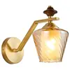 Luminária de Parede de Vidro Totalmente Cobre Estilo Retrô Japonês, Iluminação Americana Criativa Minimalista Pós-Moderna Quarto de Dormir Mesa de Cabeceira Estilo Nórdico