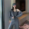 Conjunto Esportivo Elegante de Cor Sólida para Mulheres Outono Colete Jaqueta com Zíper Calça Longa Solta com Punhos Conjunto de Três Peças Transfronteiriço