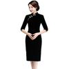 Marca Shenzhen cheongsam de terciopelo retro madre de mediana edad estilo étnico otoño e invierno vestido base mujeres una generación de cabello