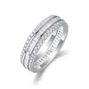 Anillo de Plata de Ley S925 de Venta Caliente en Comercio Exterior Transfronterizo con Incrustación de Moissanita, Moderno y Personalizado, Artesanía Exquisita, Estilo de Pareja para Regalo Mutuo