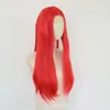 Nova peruca europeia e americana com renda frontal para mulheres, 13*4 trançada à mão, cabelo liso vermelho na altura dos ombros, peruca completa